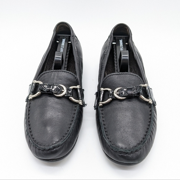 Agl Attilio Giusti Leombruni Black Leather Ballet Flat Driving Loafer 7.5 - Picture 3 of 12